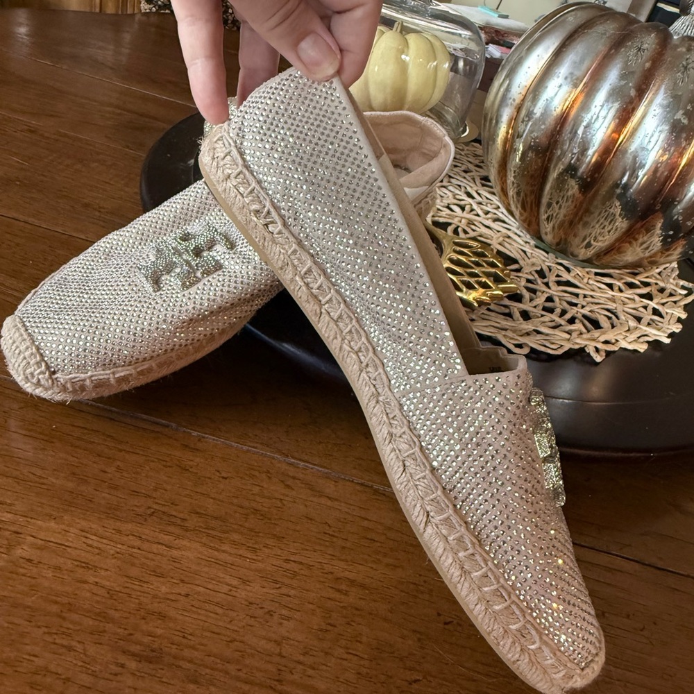 New Tory Burch Everly Espadrille Crystal Embellished in New Cream Sz 8.5. - Picture 13 of 14